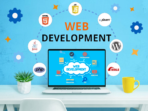Web development workspace and laptop display